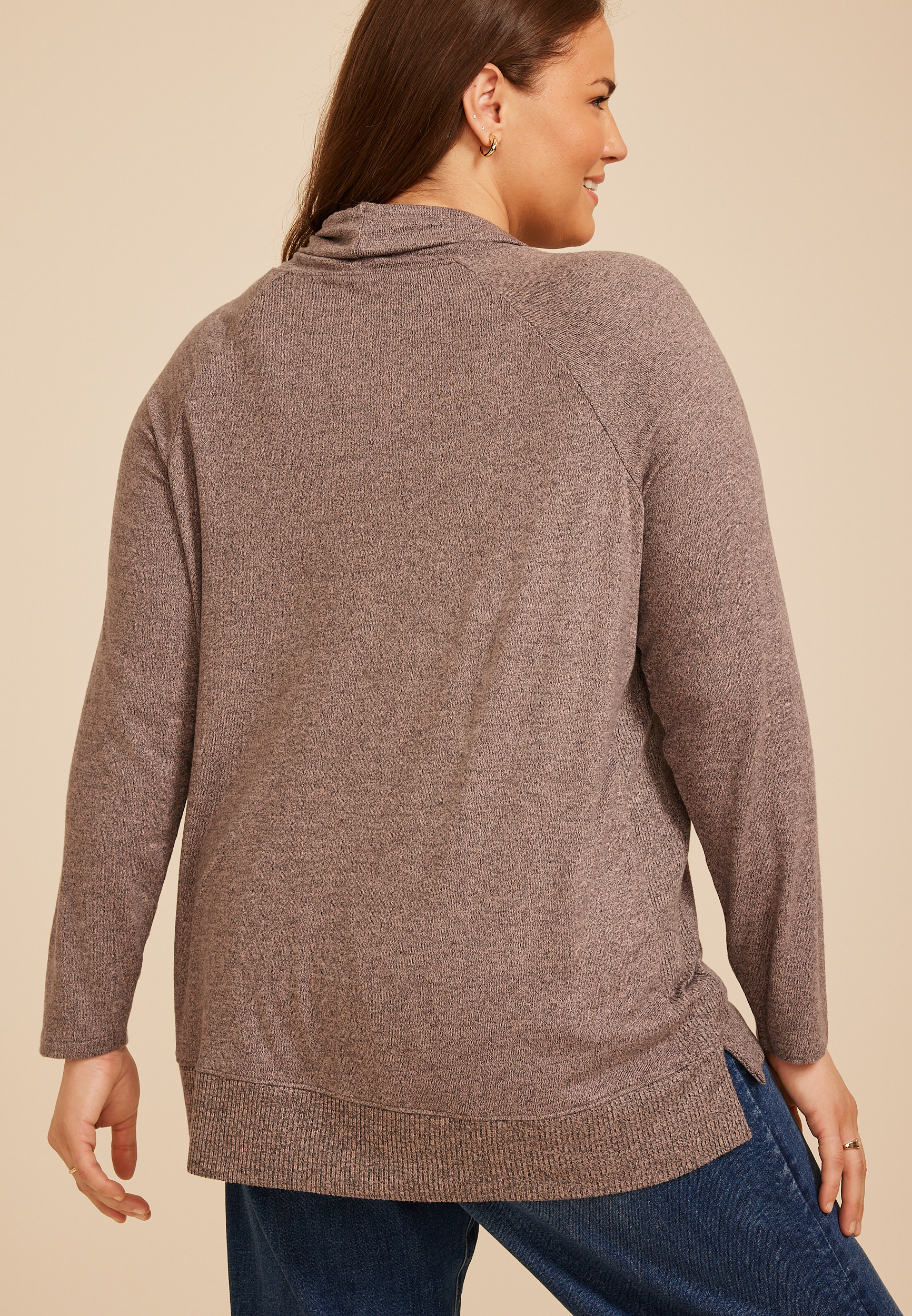 Plus Size Haven Football Graphic Cowl Neck Top, C7726, large