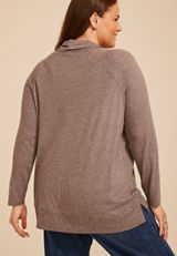 Plus Size Haven Football Graphic Cowl Neck Top, C7726, small