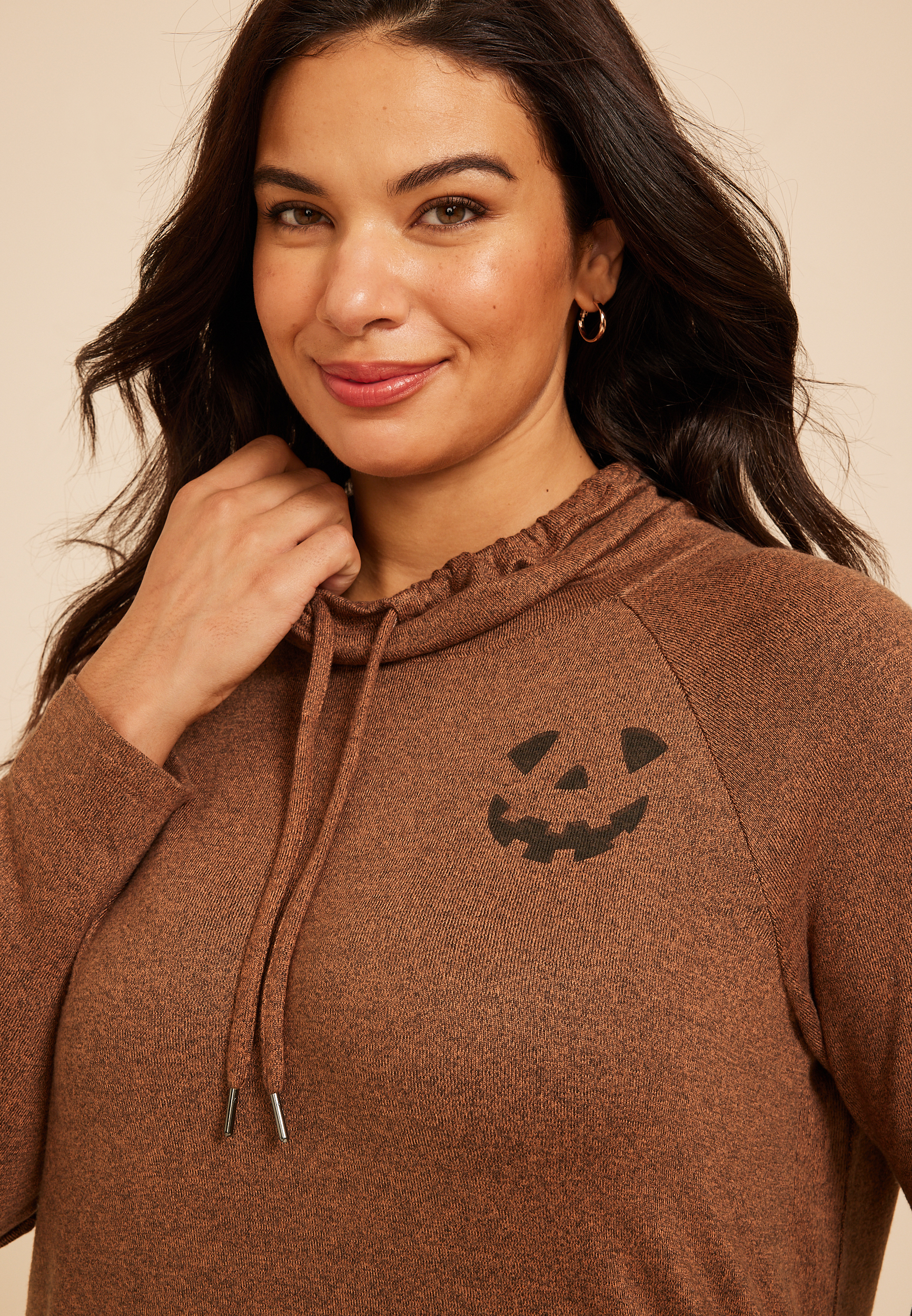 Plus Size Haven Jack O Lantern Cowl Neck Top, C8658, large