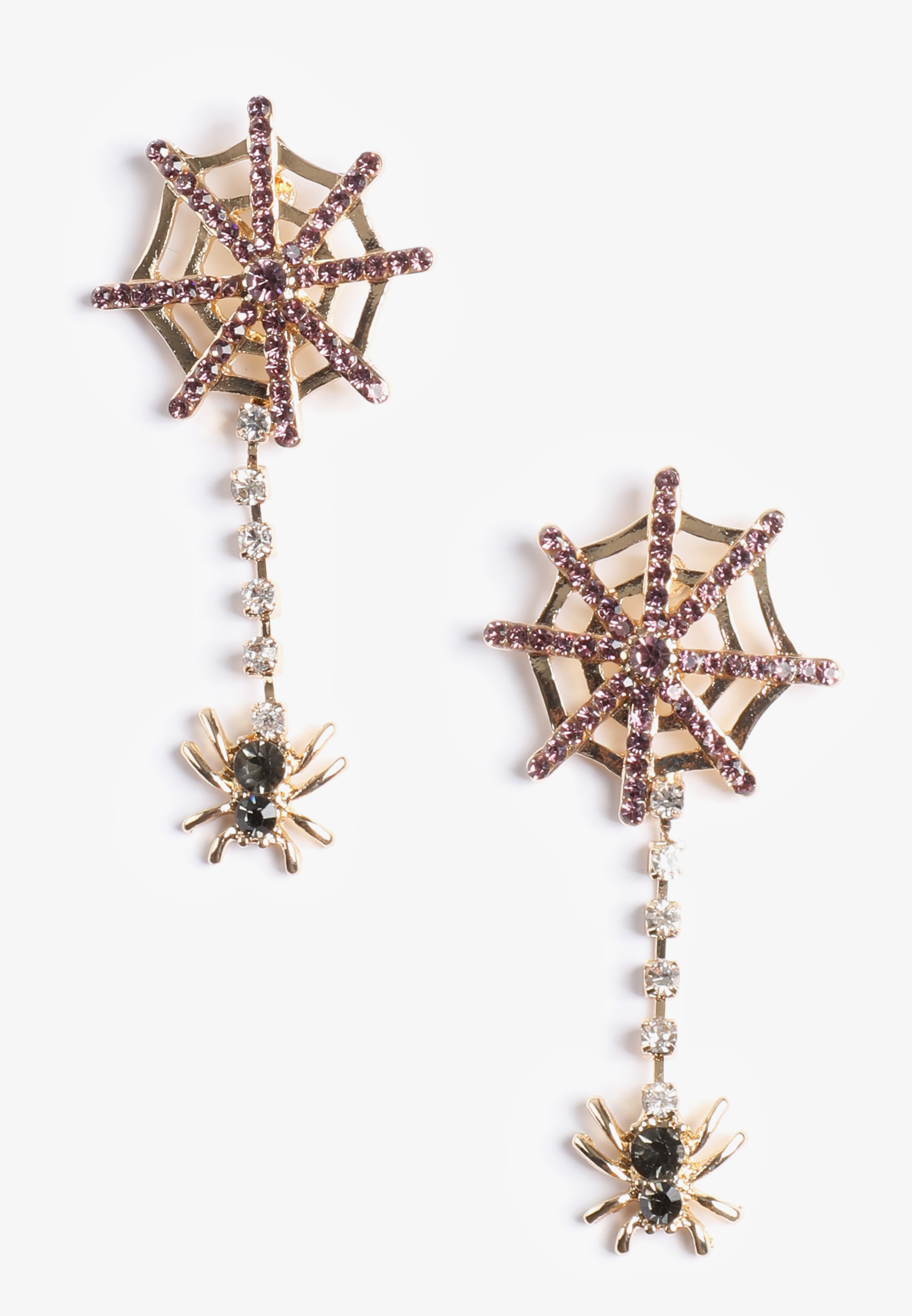 Spiderweb Rhinestone Drop Earrings