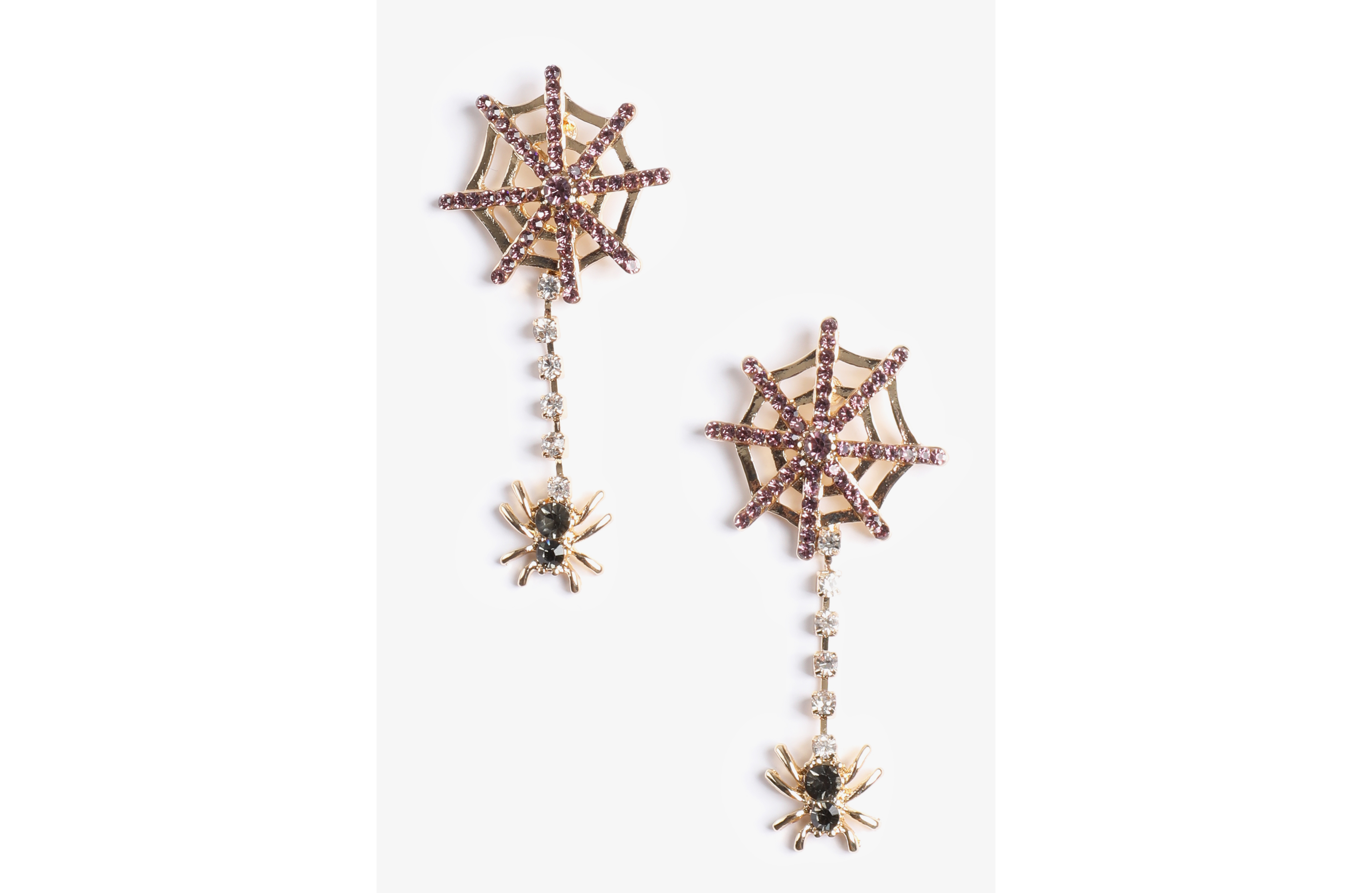 Spiderweb Rhinestone Drop Earrings