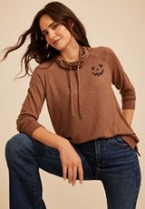 Haven Jack O Lantern Cowl Neck Top, C8658, small