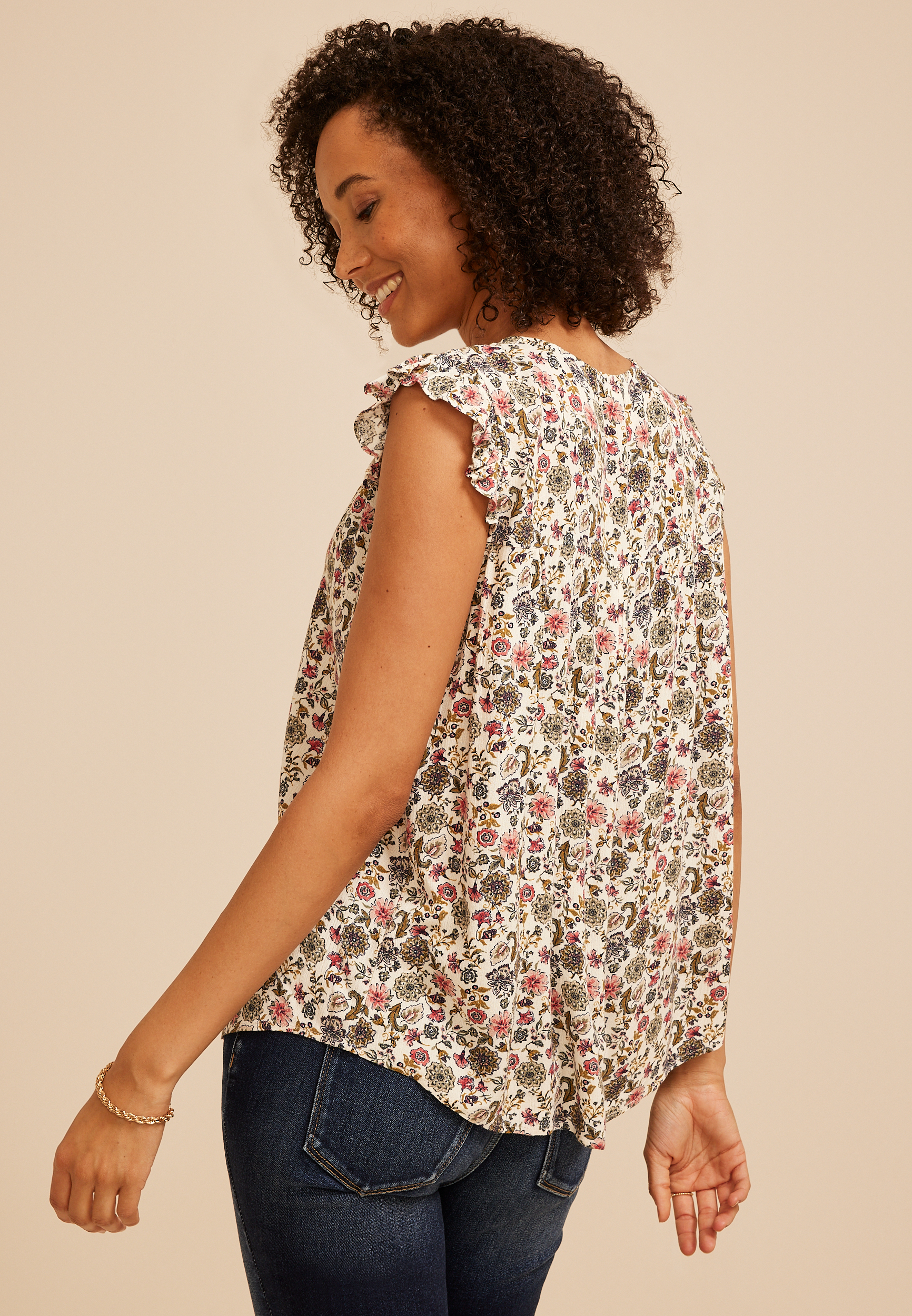 Floral Crochet Shoulder Blouse, C1524, large