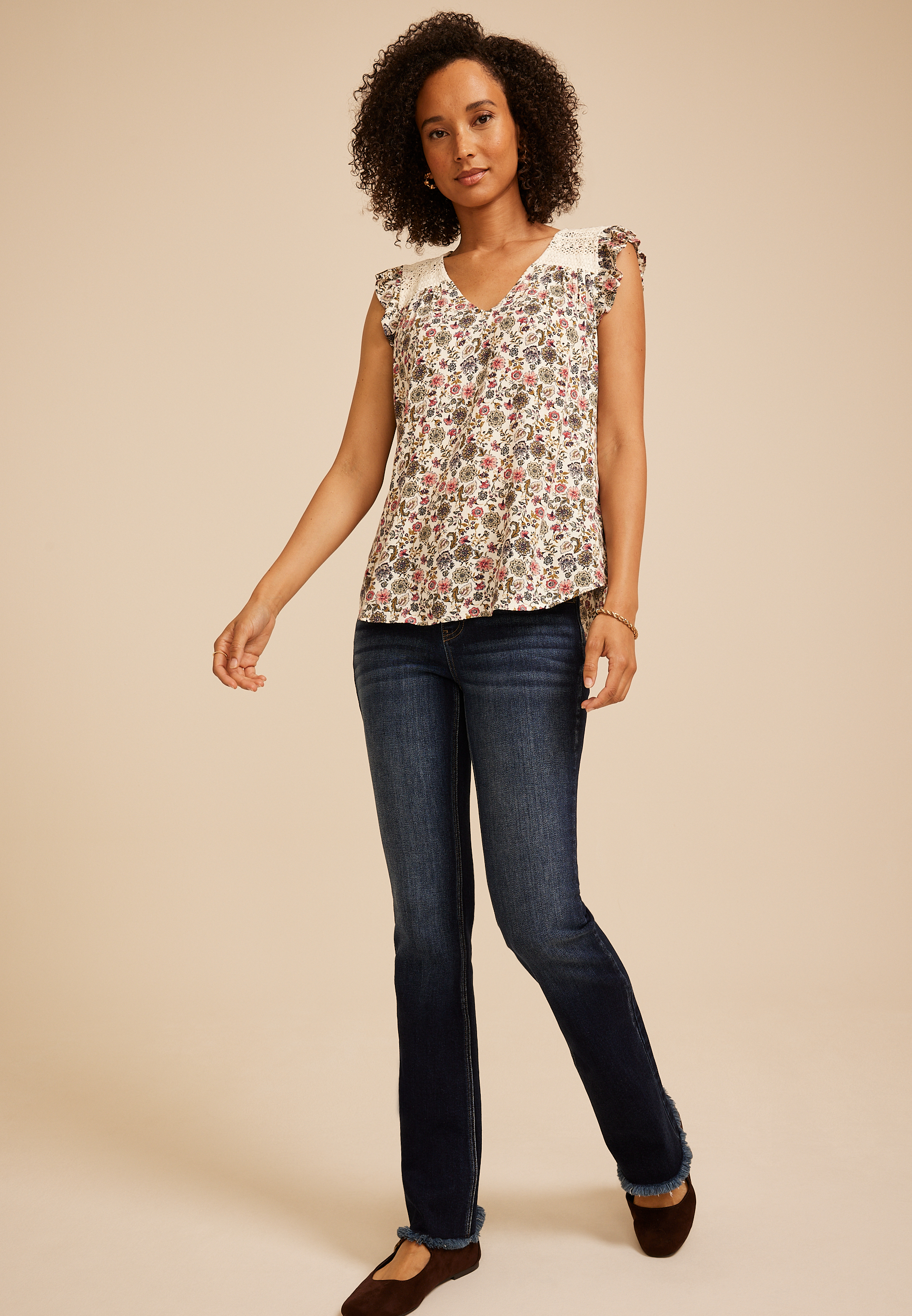 Floral Crochet Shoulder Blouse, C1524, large