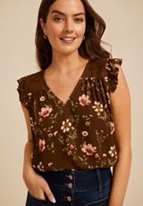 Floral Crochet Shoulder Blouse, C1635, small