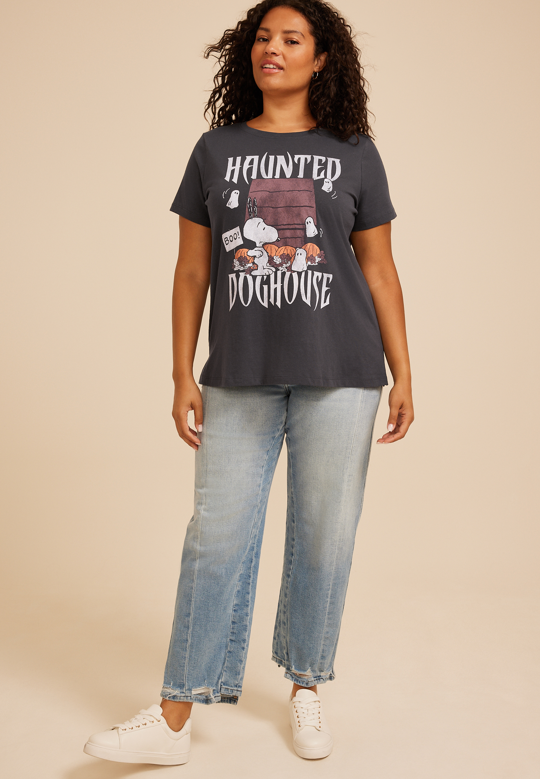 Plus Size Snoopy Haunted Doghouse Classic Fit Graphic Tee, C106, large