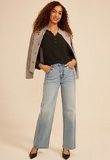 Sheer Chiffon Henley Blouse, C106, small