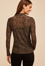 Animal Mesh Mock Neck Top, C1524, small