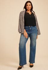 Plus Size Sheer Chiffon Henley Blouse, C106, small