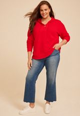 Plus Size Lace Up Hoodie, C2946, small