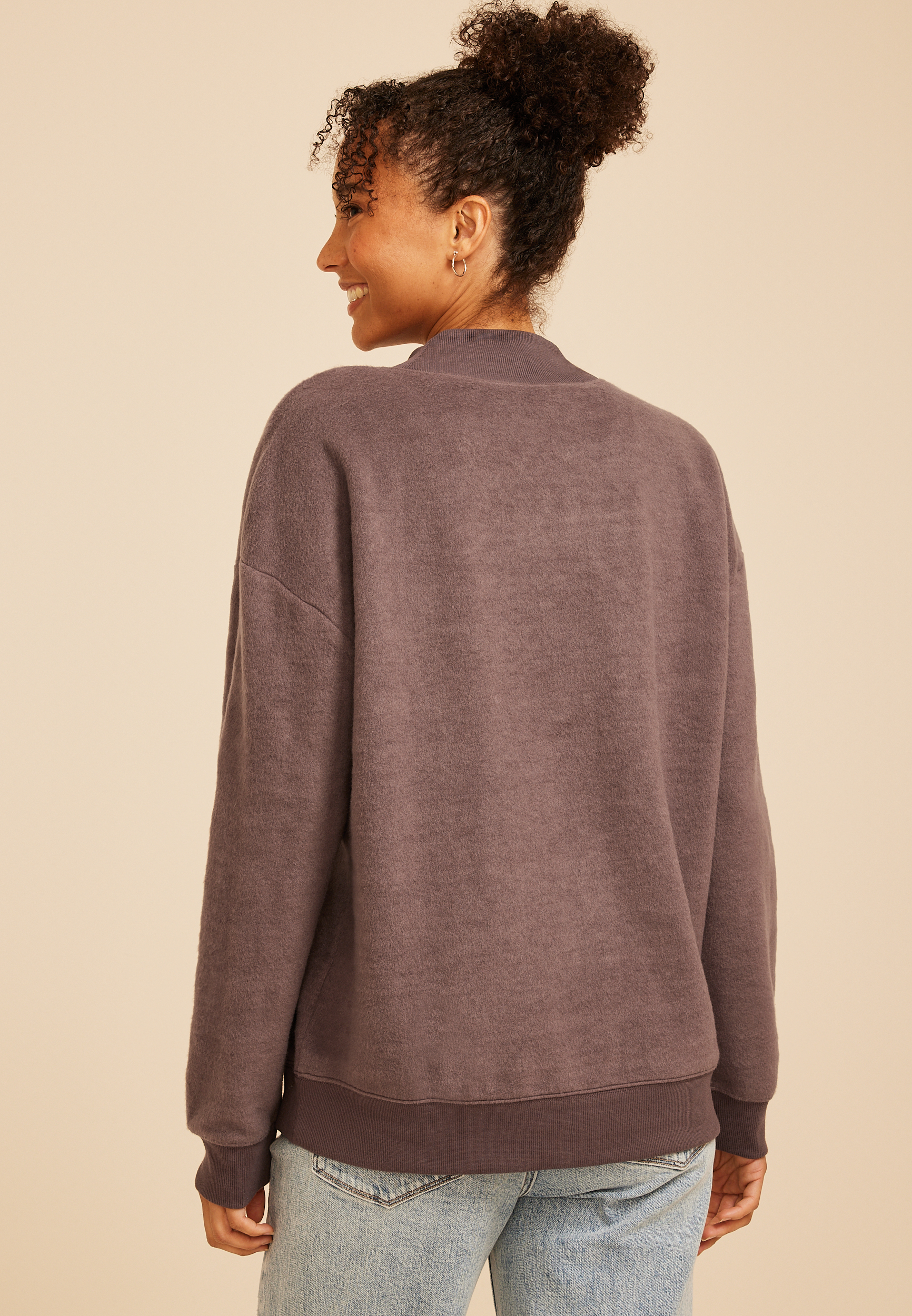 Mock Neck Reversible Sweatshirt, C2580, large