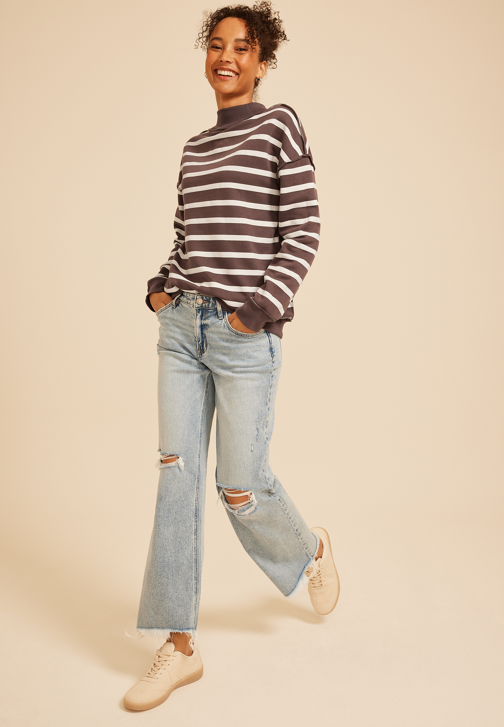 Mock Neck Reversible Sweatshirt, C2580, large