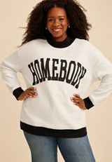 Plus Size Homebody Graphic Mock Neck Sweatshirt, C2969, small