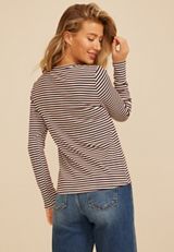 24/7 Super Soft Striped Long Sleeve Crew Neck Tee, C1635, small