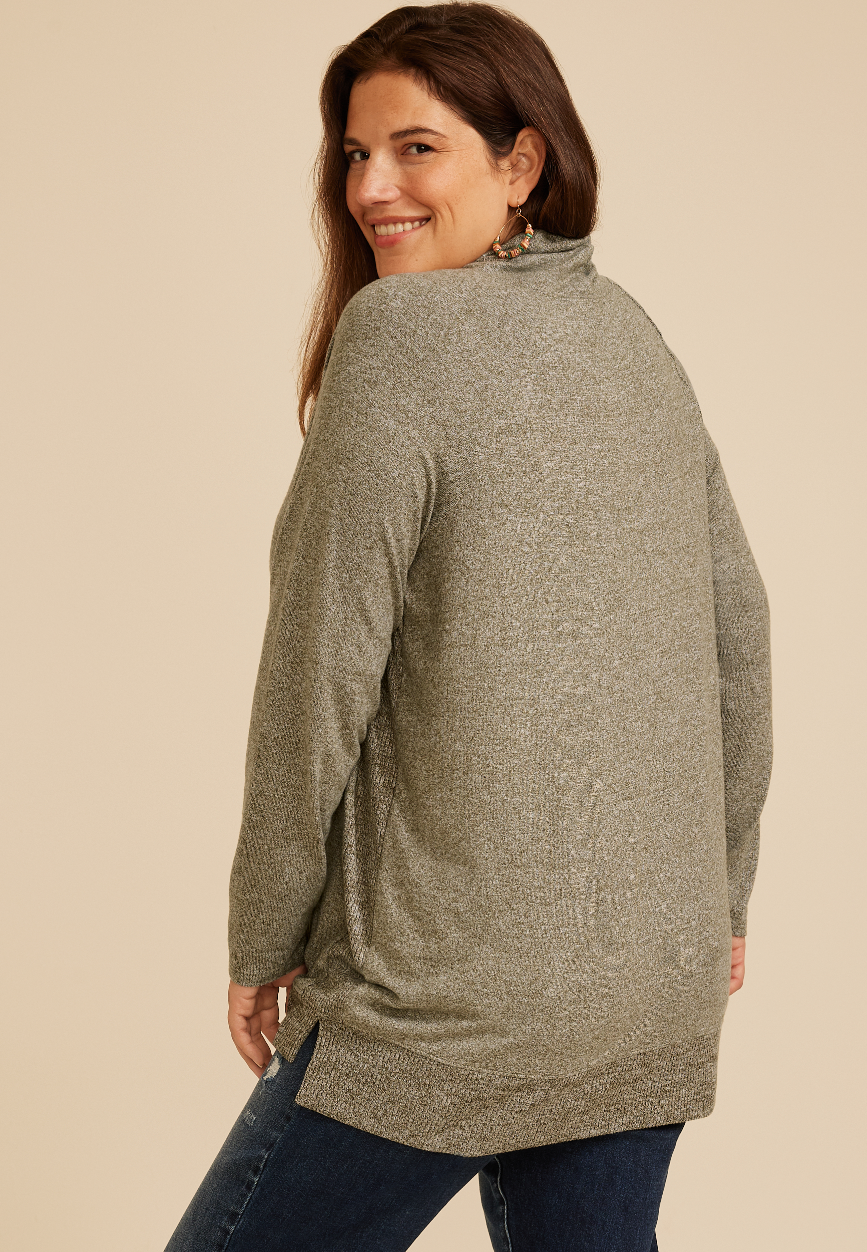 Plus Size Haven Plaid Pumpkin Cowl Neck Top, C3145, large