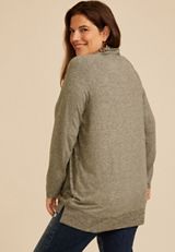 Plus Size Haven Plaid Pumpkin Cowl Neck Top, C3145, small
