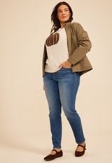 Plus Size Sherpa Pumpkin Whipstitch Crew Neck Sweater, C4813, small
