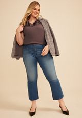 Plus Size Ruffle Trim V Neck Tank Top, C4045, small