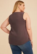 Plus Size Ruffle Trim V Neck Tank Top, C4045, small