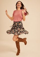 Floral Tiered Mini Skirt, C1756, small