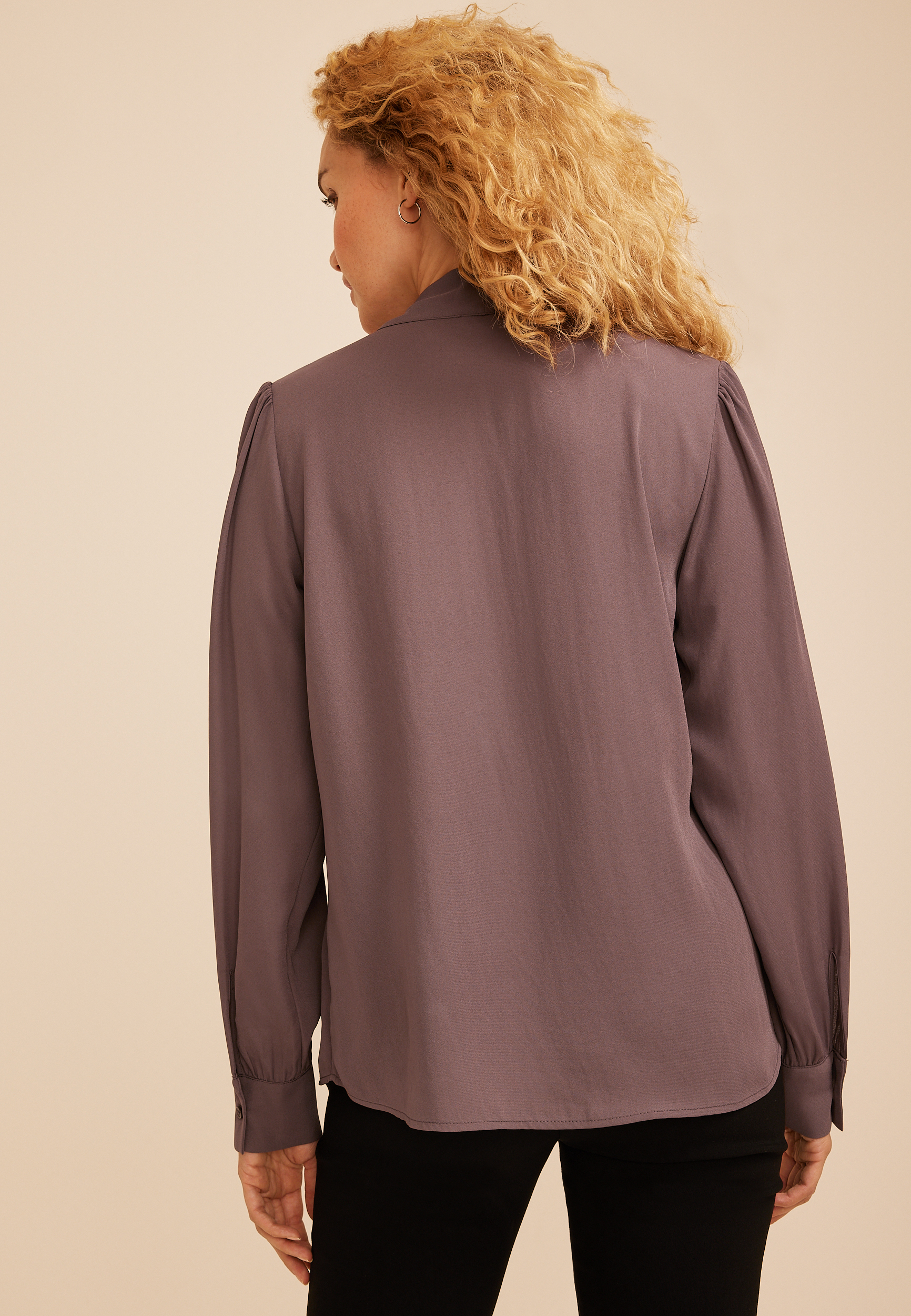 Tie Front Long Sleeve Blouse, C4045, large