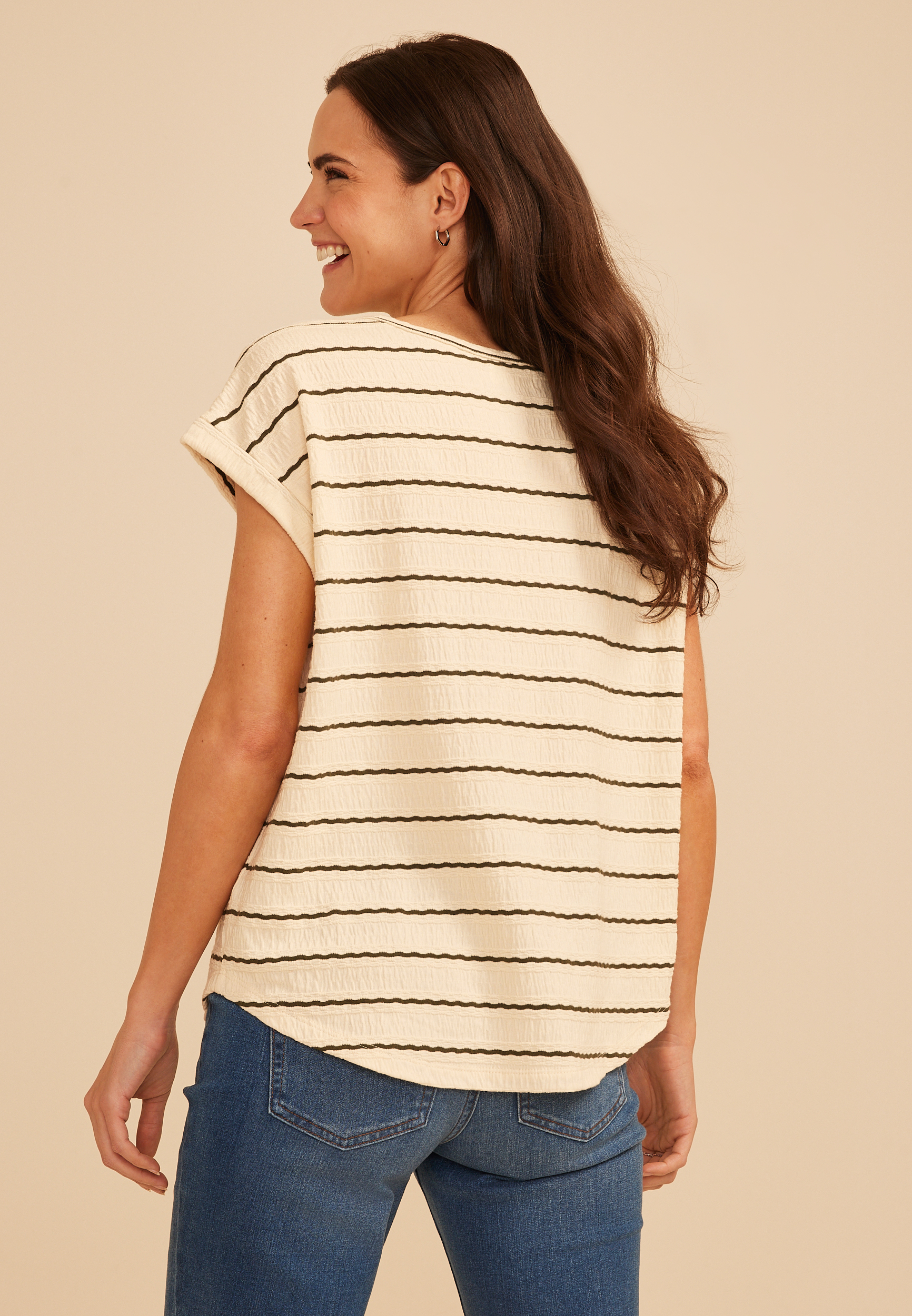 24/7 Clara Striped Jacquard Tee, C1829, large