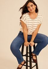Plus Size 24/7 Clara Striped Jacquard Tee, C1829, small