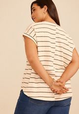 Plus Size 24/7 Clara Striped Jacquard Tee, C1829, small