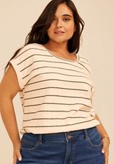 Plus Size 24/7 Clara Striped Jacquard Tee, C1829, small