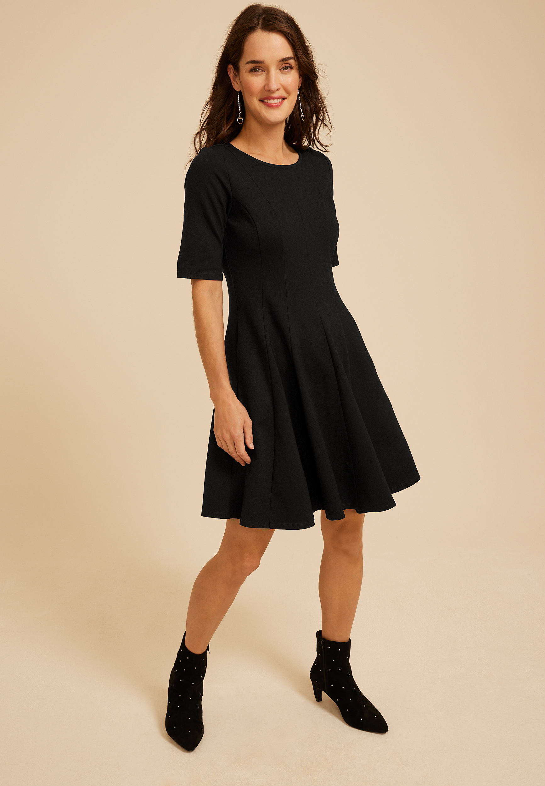 Pleated Ponte Dress