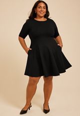 Plus Size Pleated Ponte Dress, C106, small