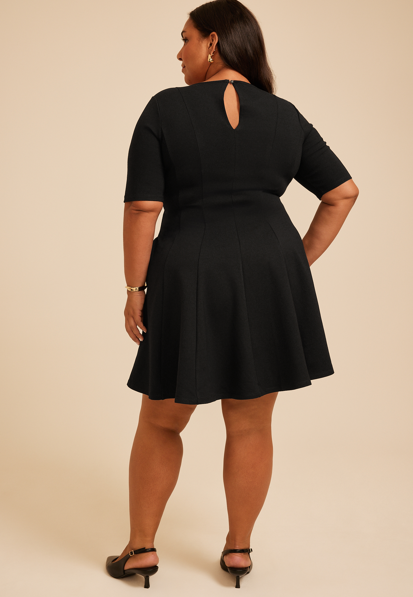 Plus Size Pleated Ponte Dress, C106, large