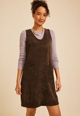Bare Knit Corduroy Shift Dress, COFFEE BEAN, small