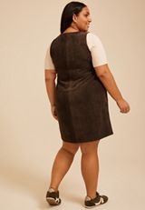 Plus Size Bare Knit Corduroy Shift Dress, COFFEE BEAN, small