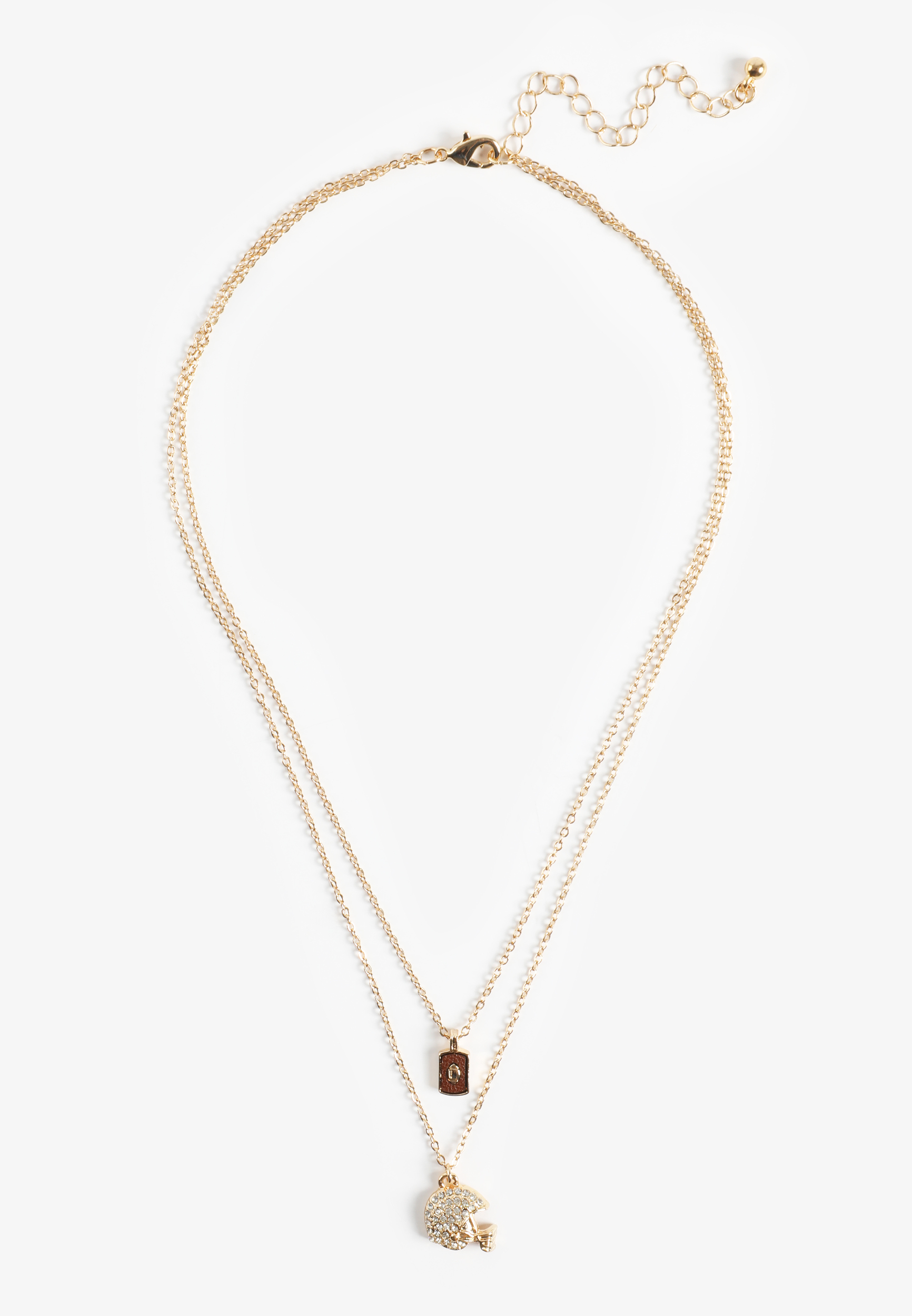 Game Day Football Layered Necklace, C605, large