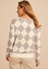24/7 Dakota Argyle Banded Hem Top, C1524, small