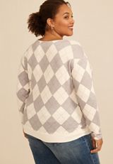 Plus Size 24/7 Dakota Argyle Banded Hem Top, C1524, small