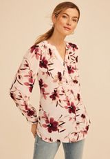 Floral Split V Neck Blouse, C1677, small