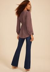Split Neck Cinched Back Blouse, C4045, small