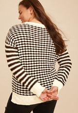 Plus Size Multi Dot Stripe Sweater, C3681, small