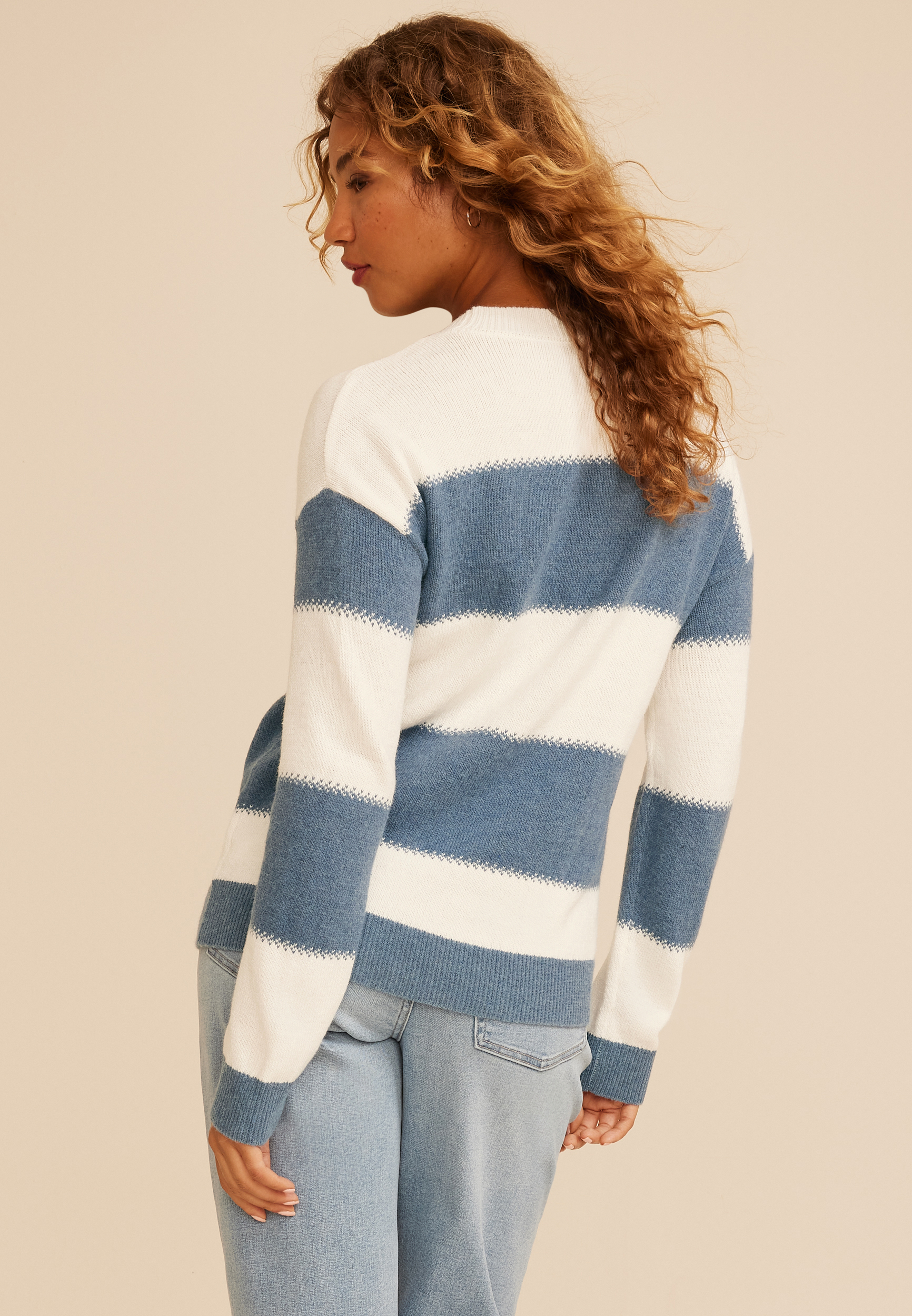Block Stripe Jacquard Stitch Sweater, C97, large
