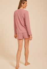 Henley Long Sleeve Top And Short Pajama Set, C1395, small