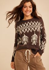 Nordic Fair Isle Crew Neck Sweater, C5288, small