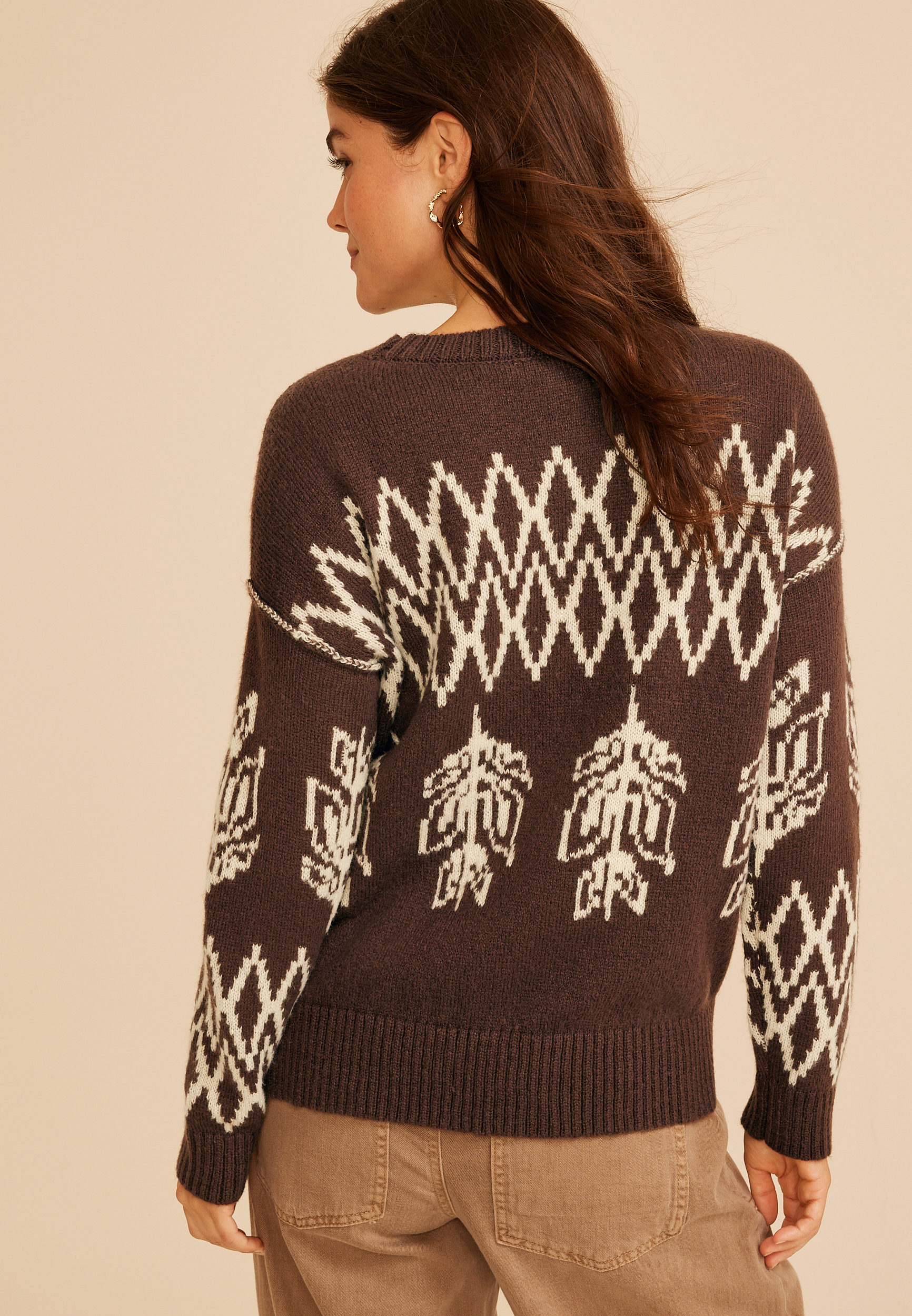 Nordic Fair Isle Crew Neck Sweater, C5288, large
