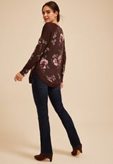 Haven Floral Ribbed Trim Hacci Tunic Top, C1635, small