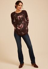Haven Floral Ribbed Trim Hacci Tunic Top, C1635, small