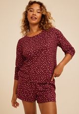 Floral Long Sleeve Top And Short Pajama Set, C9504, small