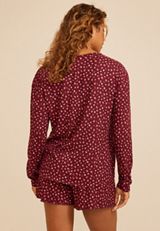 Floral Long Sleeve Top And Short Pajama Set, C9504, small