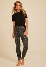 Leopard Print Hacci Jogger Pajama Pants, C5296, small