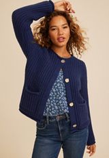 Chunky Stitch Button Front Cardigan, C180, small